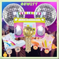 GSWLTT 4/6pcs 4D Disco Air Ball, Hip Hop 80s 90s Retro Theme Roller Skate Balloon Set, Inflatable 4D