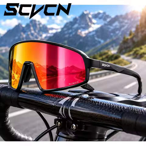 SCVCN Men's Sunglasses Polarized Sports Cycling Glasses UV400 Hiking Eyewear MTB Outdoor Goggles Bic