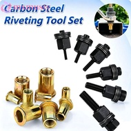 MXMUSTY Rivnut Kit, Riveting Tool Heads Simple Tool Rivet Nut Tool, Nut Kit Carbon Steel Nut Set Riv