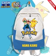 Pokemon Ash Pikachu Lets Go Animated Elementary School Backpack Pokemon Go Kindergarten Backpack/ Fr