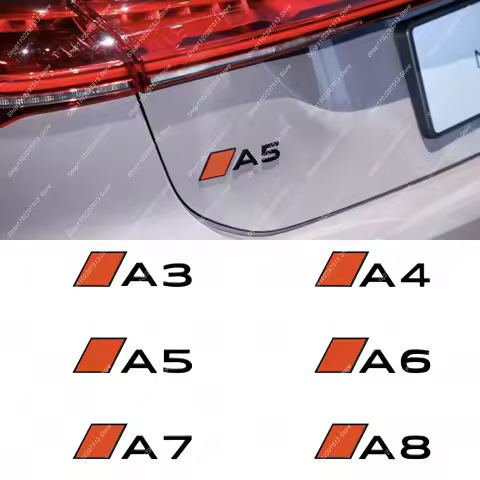 New Font Style 3D Glossy Black Orange Block Emblem Decal For A3 A4 A5 A6 A7 A8 Series Car Fender Rea