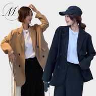 S-2XL Women Coat Blazer Formal Office Wear Long Sleeve Jacket with Casual Loose Fit in Korean Style Baju Blazer Berkolar Wanita 韩式休闲宽松长袖西装外套