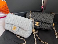 Chanel 金球 cf mini  黑 灰全新 正品