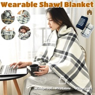 Wearable Plaid Fleece Blanket Lazy Casual Office Shawl Warm Throw Blanket Wearable Nap Air Condition