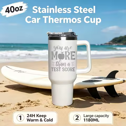 3PCS 40oz tumbler with handle, Stainless Steel Water Bottle, Insulated coffee mug, 1L thermal Water 