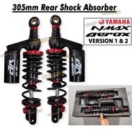 CZR Yamaha NMAX / AEROX version 1 & 2  Rear shock absorbers 2pcs with Baso style BLACK  305mm