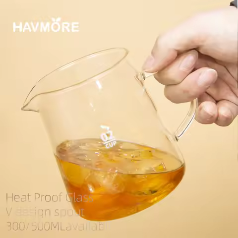 Glass Pour Over Coffee Server with Dot Scale Brewed Coffee Sharing PotHeat Resistant Hand Made Drip