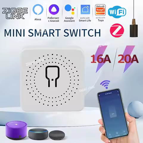Mini Zigbee 3.0 WIFI Tuya Smart Switch 2-Way Control Relay Breaker Smart Life Home Automation Suppor