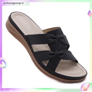 XES Ladies BSLCYS530 Plat Slide Wedge Sandals ( Beige/ Khaki )