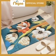 Myna | Floral Design Water Absorbent Bathmat Natural Rubber Bathroom Floor Mat Flower Carpet 浴室地垫