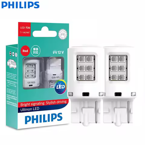 Philips W21W T20 7440 LED Ultinon Red Color Car Turn Signal Indicators Bulbs Rear Fog Light Stop Lam