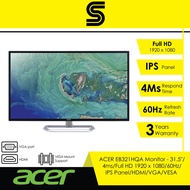 ACER 32" ACER EB321HQ MONITOR / 31.5" IPS / 1920x1080@60HZ FHD / 300NITS / 4MS(GTG) / HDMI, VGA / 3Y