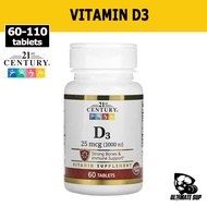21st Century, Vitamin D3, Bone Supplement, Immune Booster, Calcium, Teeth, 1000 IU - 10000IU, 60 -11