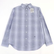 全新未使用LOEWE H526Y05WAL 標誌刺繡羈扣長袖襯衫，藍色，格子圖案，40 碼，含衣架，正品，意大利製造。