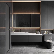 ...TStone Plate Integrated Bathroom Cabinet Set and Semicircle Mirror Modern Light Luxury Wash Basin Cabinet Bathroom Si