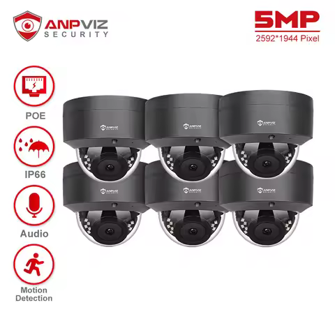 Anpviz 5MP IP Camera Outdoor POE Dome Security Protection Built-in Microphone IP66 IR 30m CCTV Video