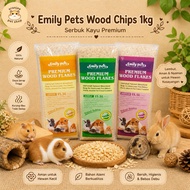 Emily Pets Wood Flakes 1kg Premium Hamster, Rabbit, Guinea Pigserbuk kayu Hamster Bedding