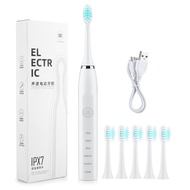 Electric Toothbrush for Adults, USB Rechargeable Sonic Electric Toothbrush with 6 Brush Heads, 2 Min