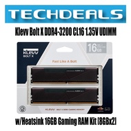 Klevv Bolt X DDR4-3200 CL16 1.35V UDIMM w/Heatsink 16GB Gaming RAM Kit [8GBx2]