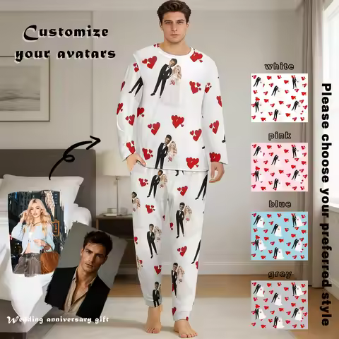 Custom pajamas Personalized family pajamas Wedding anniversary gifts Men's pajamas Women's pajamas C