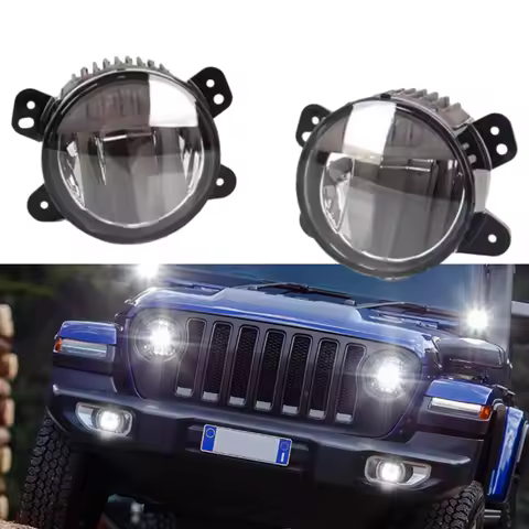 A set of white light front bumper LED fog lights suitable for Jeep Wrangler JL/4xe Willys Sahara Rub