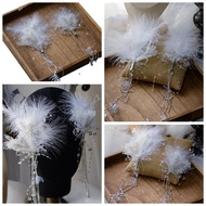 Feather Headpiece feather hijab accessories feather clip party hair clip pre-wedding bridal accessor