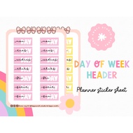 Day of week header | Planner sticker sheet Horizontal Strip