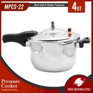 Micromatic Stainless Pressure Cooker MPCS-22 | 4 Quarts 22cm Pure Stainless Pressure Cooker MPCS22