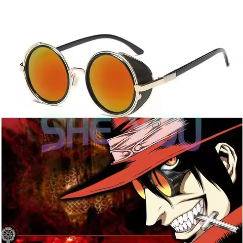 Hot Sale HELLSING Anime Alucard Vampire Hunter Tailored Cosplay Glasses Orange Sunglasses