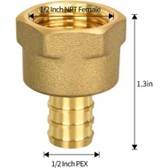 5 Pack PEX 1/2" x 1/2" NPT Female Fittings, Full Port for PEX pipes in plumbing jobs