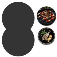 2 PCS Reusable Round Non Stick BBQ Barbecue Grill Mat Pad Sheet Baking Pan Fry Liner for Charcoal Grills Electric Ovens Microwave Ovens