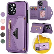 Applicable iPhone15ProMax14Side Sticker Crossbody Zipper Card Holder Apple1312Wallet Style Phone Cas