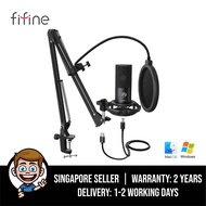 FIFINE Studio Condenser USB Microphone Computer PC Microphone Kit with Adjustable Scissor Arm Stand Shock Mount T669