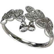 Pre-owned 18K White Gold 4.7g Women's Ring, Size 13, 0.45ct Diamond