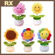 1 Piece Creative Artificial Flowers Cute Crochet SunFlower Pots Knitted Flower Graduation Flower Car