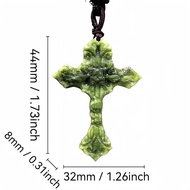 Grass Green Natural Jade Jesus Angel Cross Pendant Necklace Real Jewellery Fashion Gemstone Charm Am