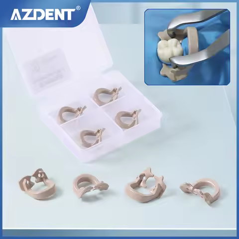 AZDENT 4PCS Dental Rubber Dam Clamps Dam Rubber Barrier Clip Resin Materials Autoclavable 134℃ Denti