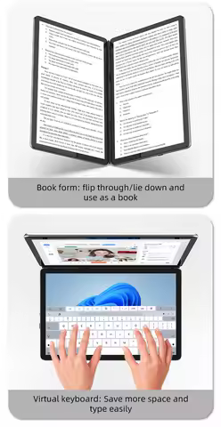 SZBOX DS20 Intel N150 14&14 Inch Dual touch Screen Laptop Office Study Design Portable Tablet Laptop