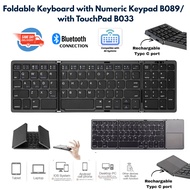 Foldable Wireless Keyboard with Numeric Keypad B089/ with Touch Pad B033/Andriod, iOS, Windows Syste