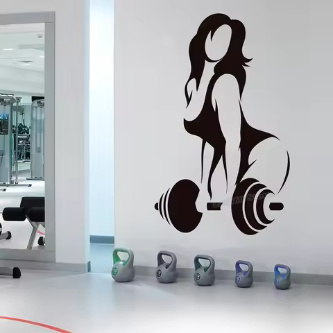 Workout Girl Wall Stickers Gym Motivation Crossfit Gym Girl Vinyl Wall Decal Woman Workout Decal Gir