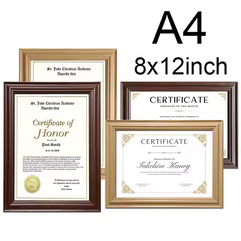 1/2pcs 8x12in Wood Phoro Frame A4 Certificate Document Honor Frame Retro Classic Wood Color Red Pict