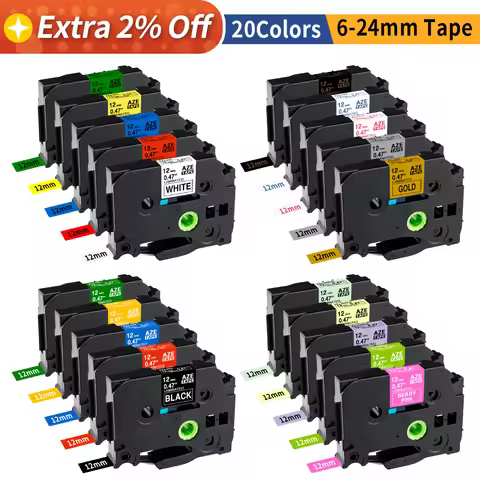 1PCS tze23112mm Label Tape Compatible for Brother Label Tape 12mm Label Maker Label Printer PTD600 P