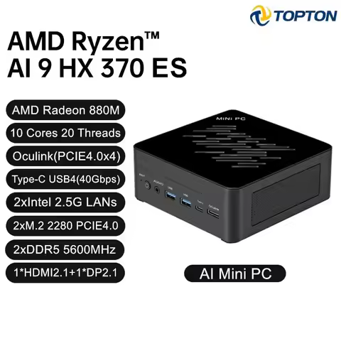 Topton 2x2.5G LAN Gaming Mini PC AMD Ryzen AI 9 H 465 HX 370 ES AI 7 ES OCuLink Desktop Computer Win