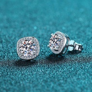 Bestone 925 Sterling Silver Earrings with Pt950 Gold Plating for Women 0.5 / 1 Carat Moissanite Earr