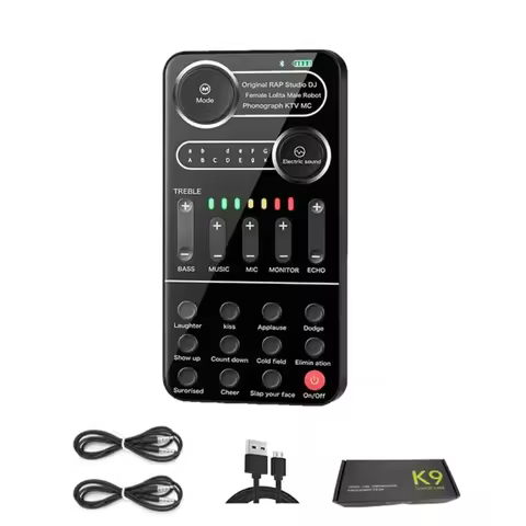 K9 Voice Changer Handheld Sound Card Multiple Sound Effects for Microphone/ /Switch/Phone/Games /Liv
