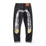 Evisu Evisu Wave Embroidered Jeans Loose Straight Trousers Men