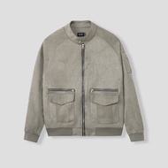 Áo khoác áo khoác da lộn khóa cổ cúc bấm boy phố trẻ thời trang form chuẩn