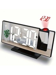 1 件大型 Led 螢幕臥室數位投影鬧鐘 - 帶溫度顯示的電子投影鬧鐘