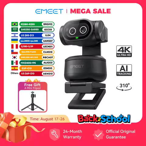 4K Webcam PTZ Web Camera Gesture Control Autofocus AI Tracking Video Camera for Streaming EMEET PIXY