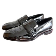 41.5號全新意大利FERRAGAMO黑色真皮漆皮鞋樂福鞋禮服鞋 婚禮司儀